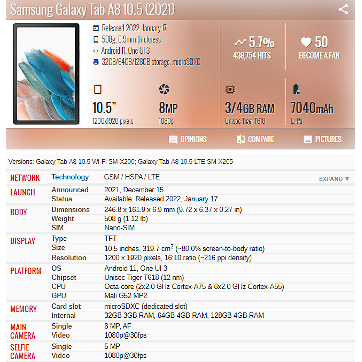 LCD For Samsung Galaxy Tab A8  - đánh giá và giá Tablet Accessories For Samsung